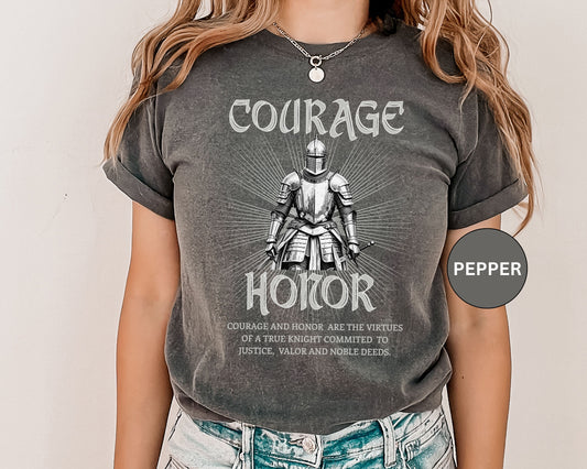 Medieval Knight Courage and Honor T-shirt Renfaire Renaissance Fair Comfortable Festival Tee Perfect Gift for History Lovers Ren-faire Gift T-Shirt Printify