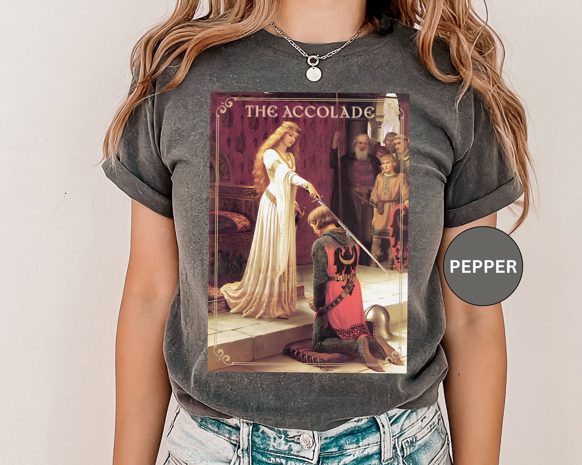 Renaissance The Accolade Print T-Shirt King Arthur And His Knights Renfaire Theme Gift Comfortable Medieval Festival Shirt Art Lover Gift T-Shirt Printify