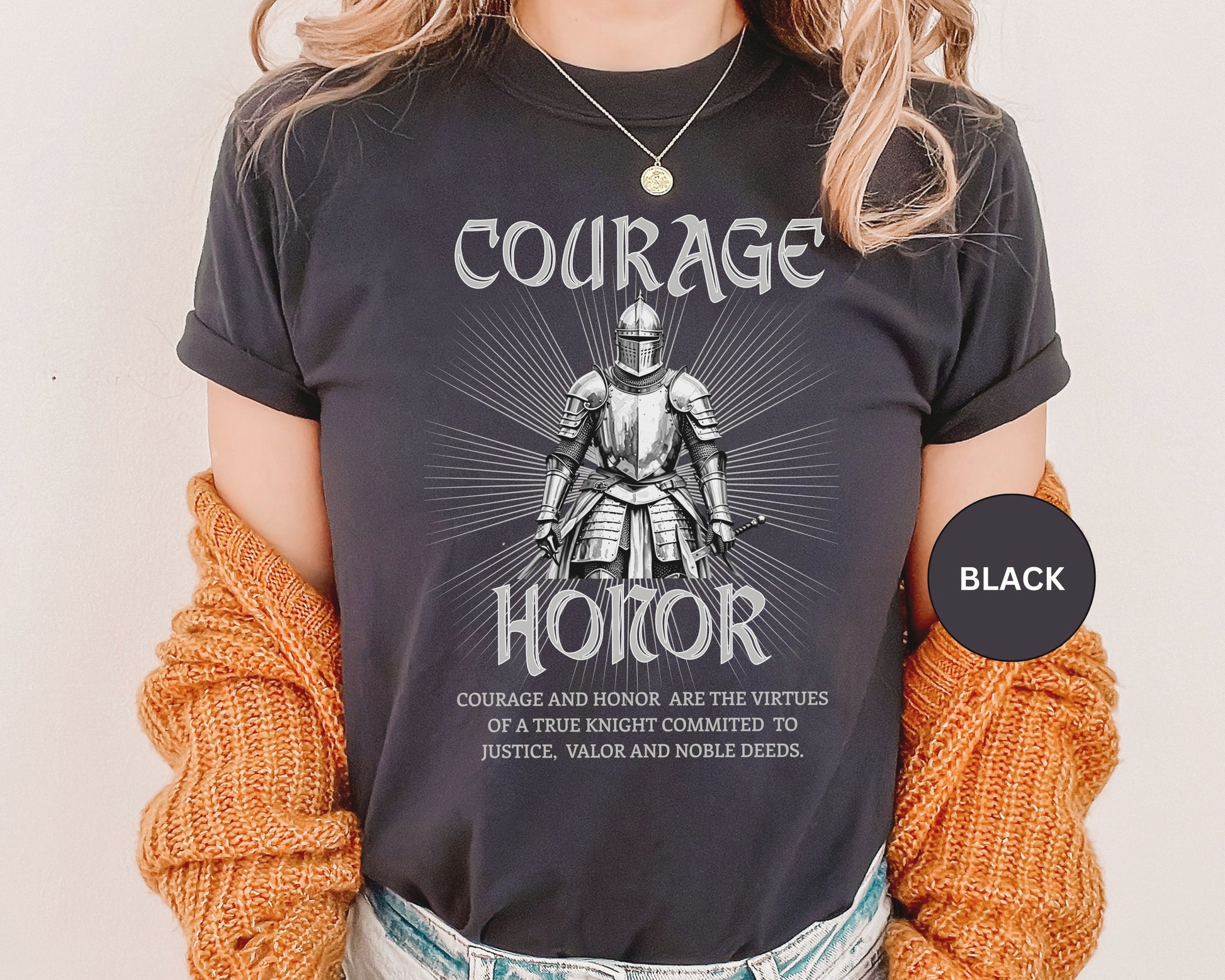 Medieval Knight Courage and Honor T-shirt Renfaire Renaissance Fair Comfortable Festival Tee Perfect Gift for History Lovers Ren-faire Gift T-Shirt Printify