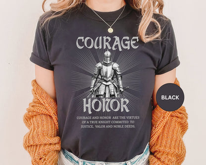 Medieval Knight Courage and Honor T-shirt Renfaire Renaissance Fair Comfortable Festival Tee Perfect Gift for History Lovers Ren-faire Gift T-Shirt Printify