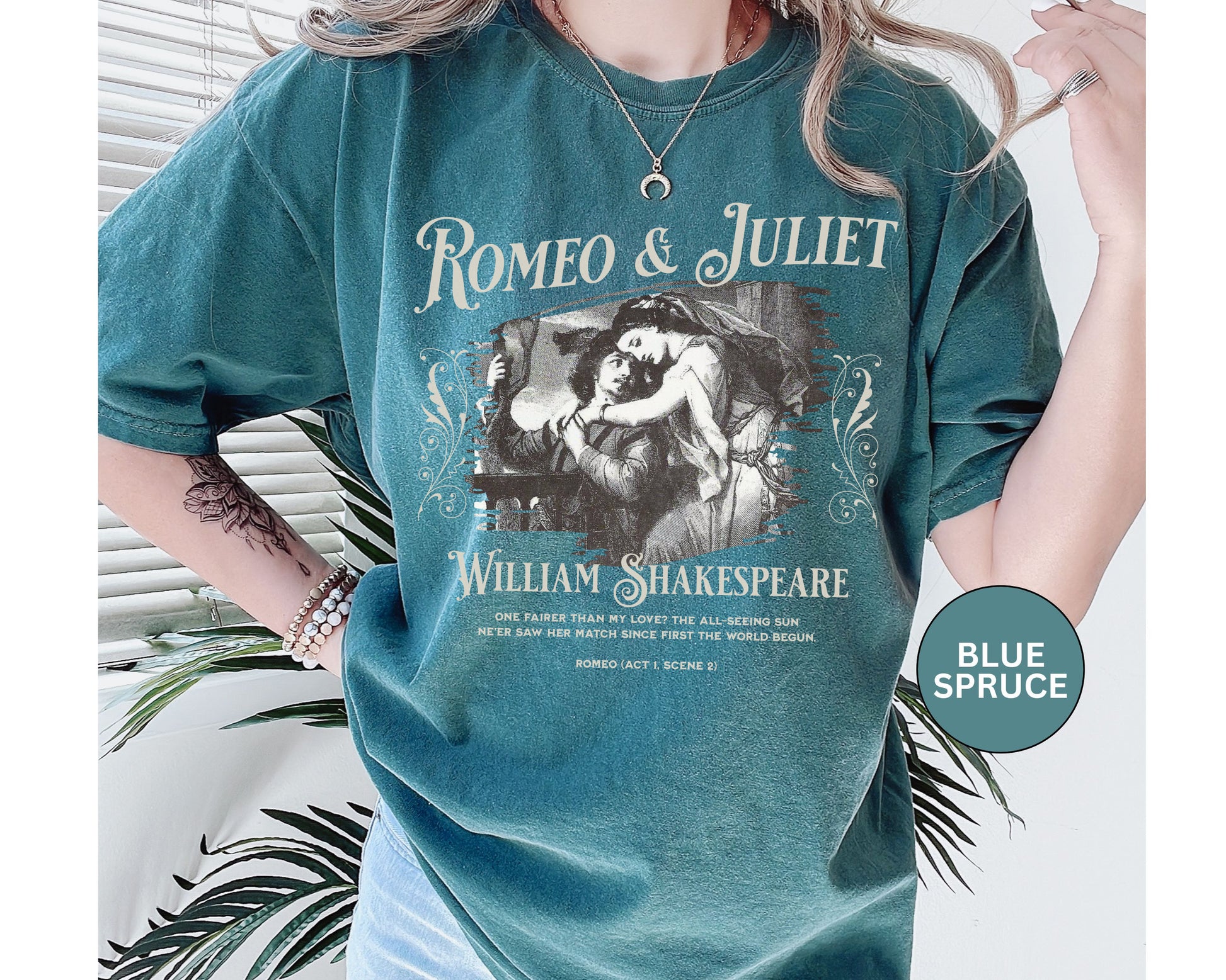 Romeo And Juliet TShirt Gift For William Shakespeare Fan Theatre Lovers Shirt Dark Academia Gift Bookish Merch Playwrite Actor Gift T-Shirt Printify   