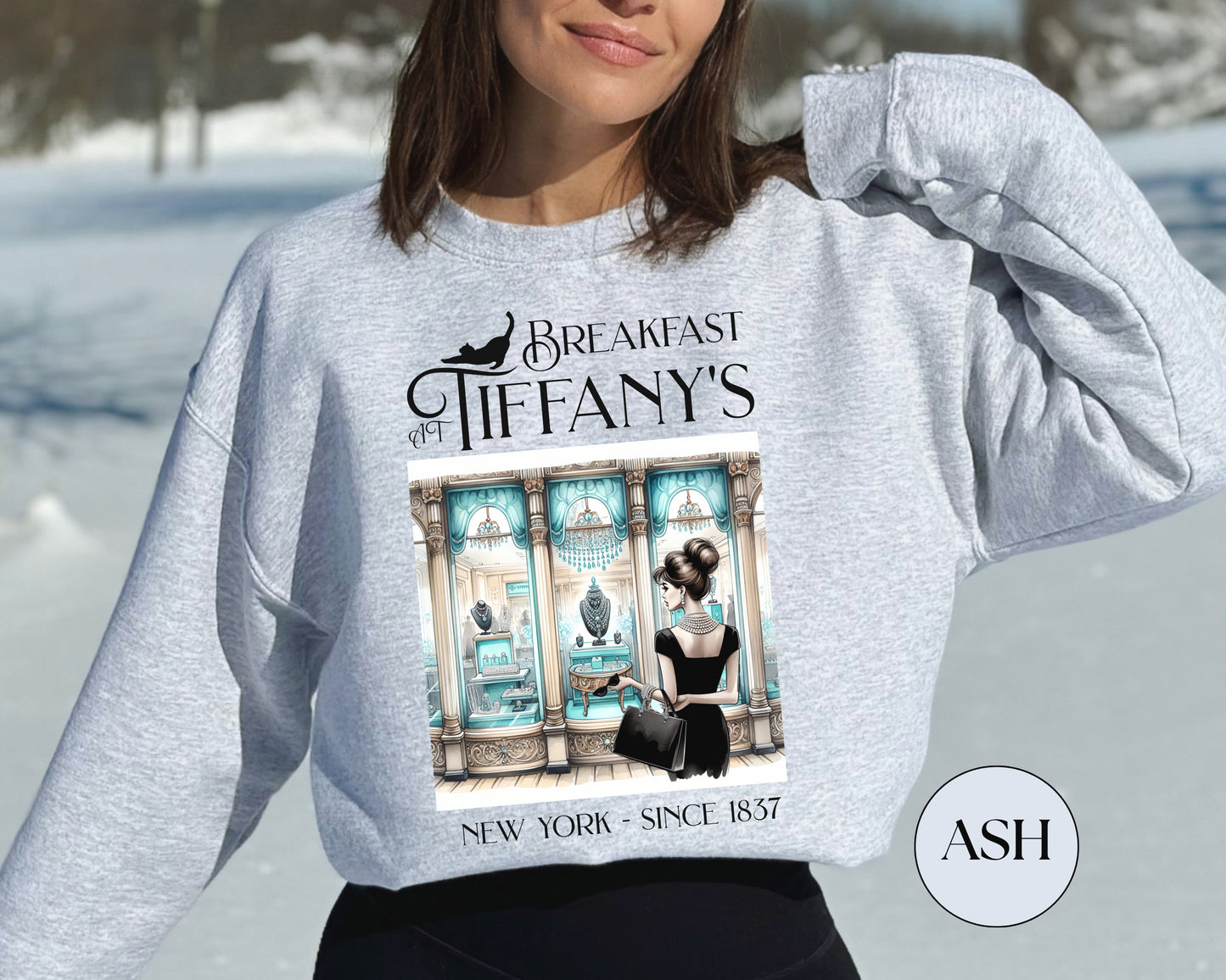 Breakfast at Tiffany's Brunch Sweatshirt Classic Audrey Hepburn Girls Brunch Weekend Birthday Gift For Bridal Shower Mimosa Champagne Gifts Sweatshirt Printify   