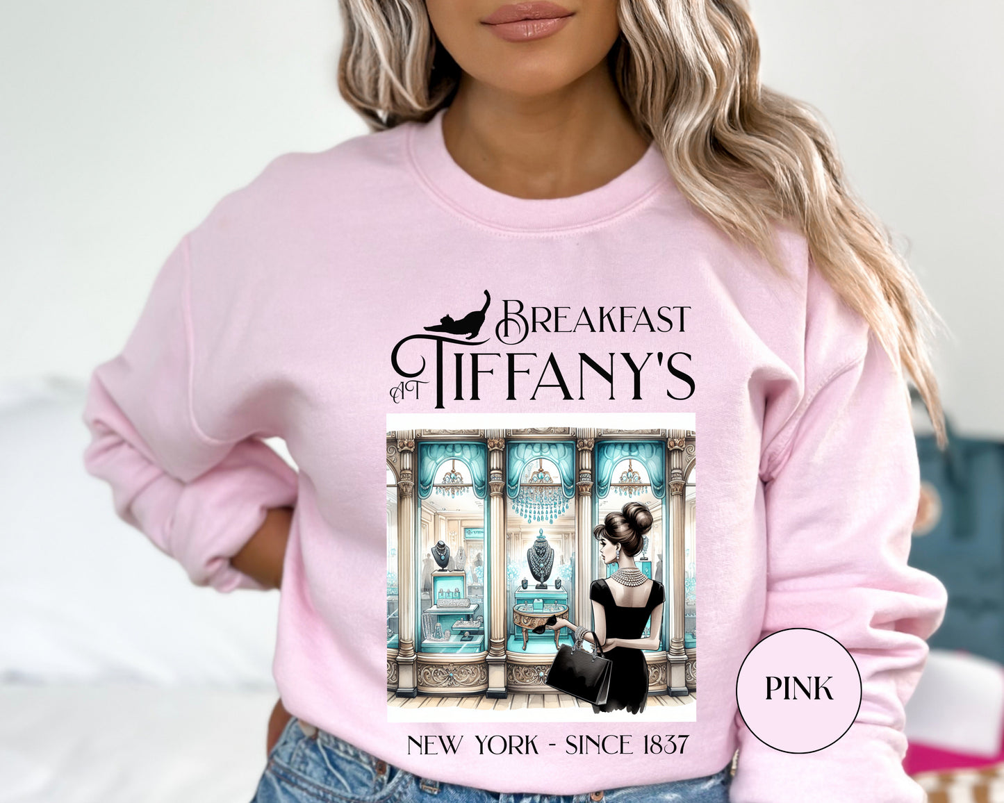 Breakfast at Tiffany's Brunch Sweatshirt Classic Audrey Hepburn Girls Brunch Weekend Birthday Gift For Bridal Shower Mimosa Champagne Gifts Sweatshirt Printify   