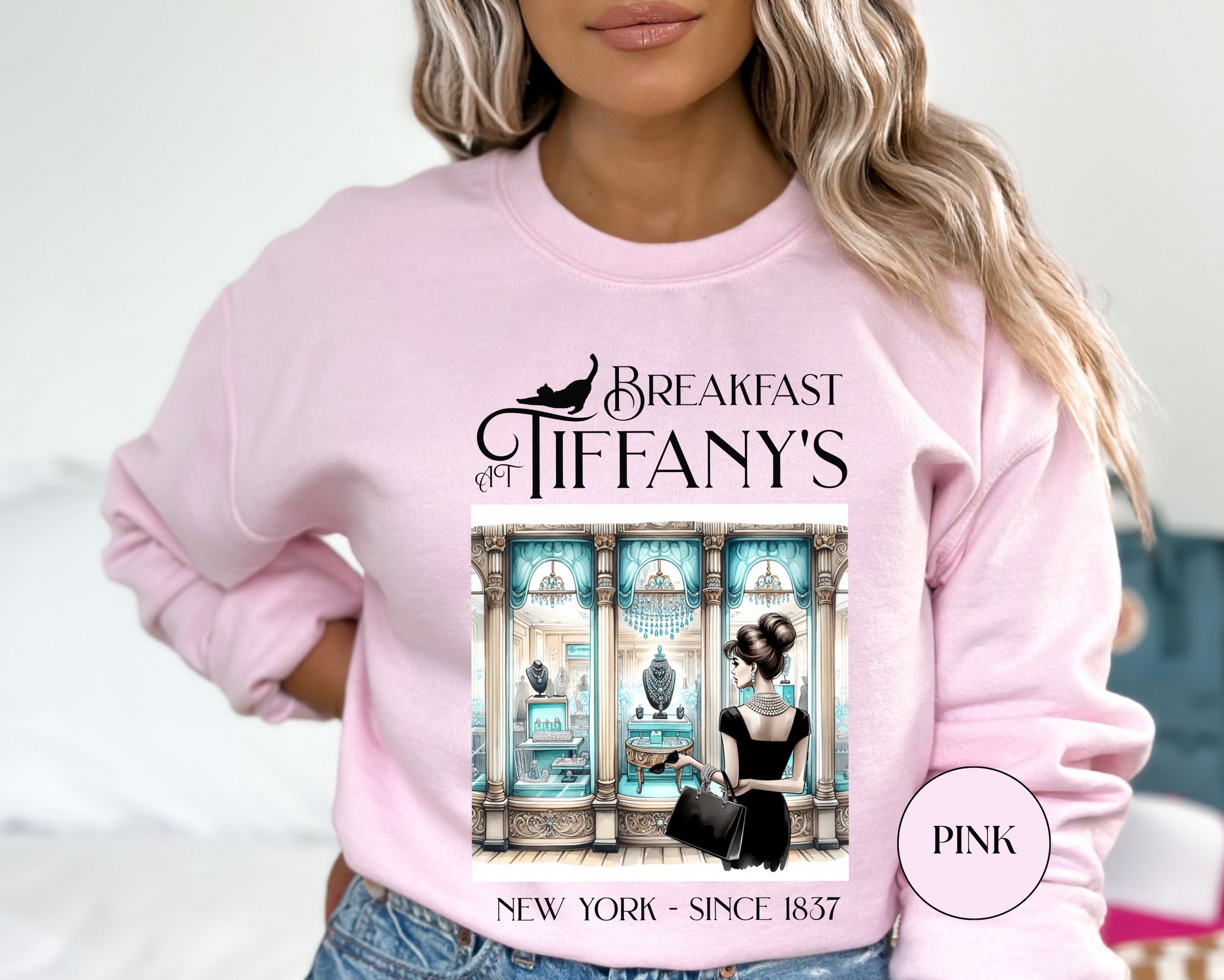 Breakfast at Tiffany's Brunch Sweatshirt Classic Audrey Hepburn Girls Brunch Weekend Birthday Gift For Bridal Shower Mimosa Champagne Gifts Sweatshirt Printify   