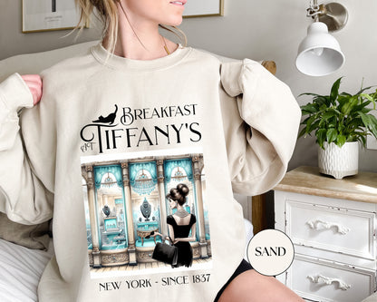 Breakfast at Tiffany's Brunch Sweatshirt Classic Audrey Hepburn Girls Brunch Weekend Birthday Gift For Bridal Shower Mimosa Champagne Gifts Sweatshirt Printify   