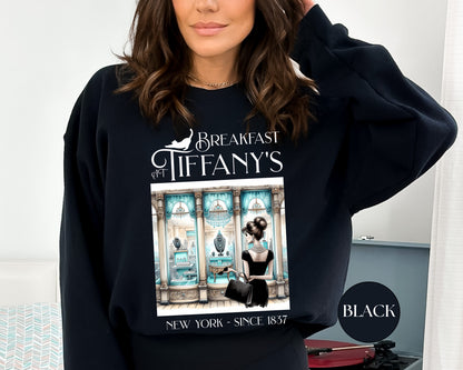 Breakfast at Tiffany's Brunch Sweatshirt Classic Audrey Hepburn Girls Brunch Weekend Birthday Gift For Bridal Shower Mimosa Champagne Gifts Sweatshirt Printify   