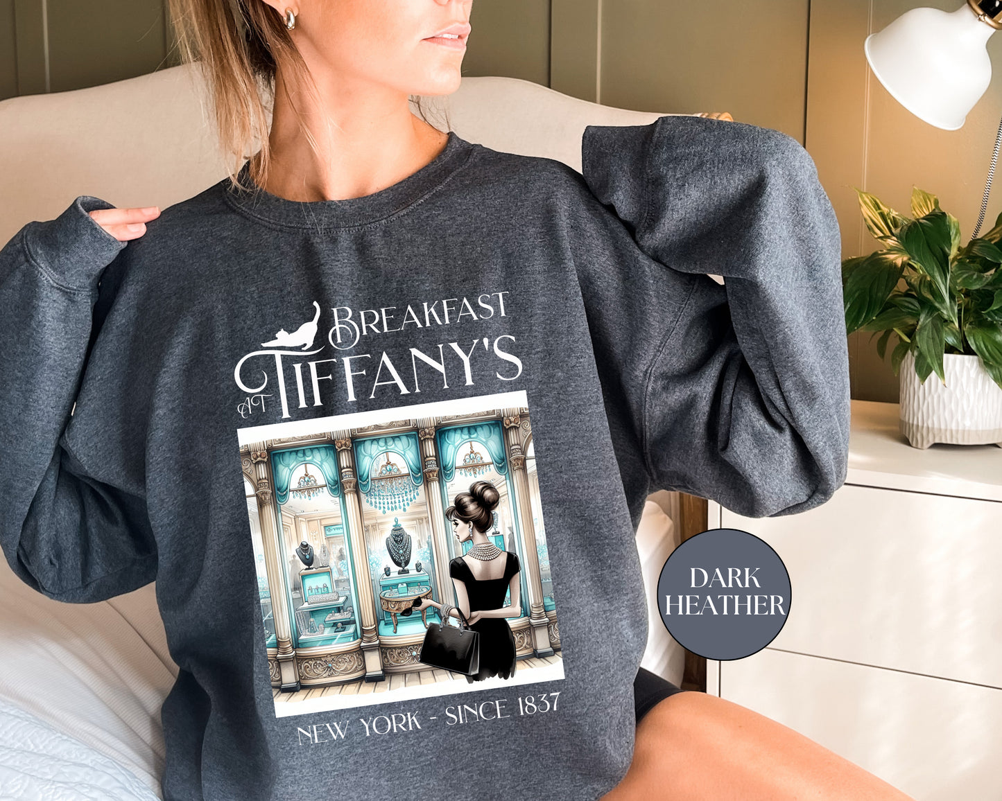 Breakfast at Tiffany's Brunch Sweatshirt Classic Audrey Hepburn Girls Brunch Weekend Birthday Gift For Bridal Shower Mimosa Champagne Gifts Sweatshirt Printify   