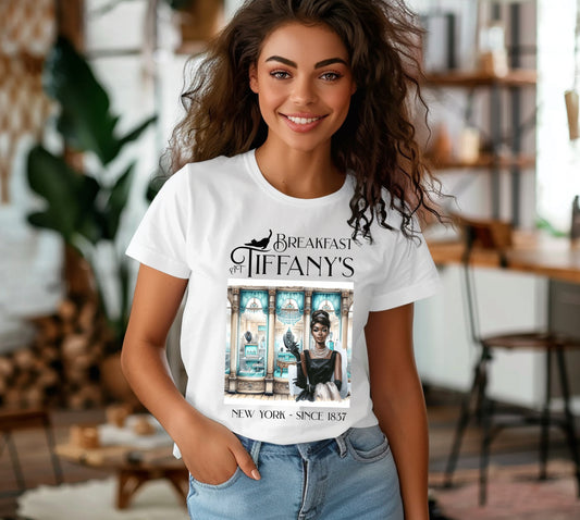 Breakfast at Tiffany's Shirt Audrey Hepburn Gift Girls Weekend Trip Shirt Gift for Bridal Shower Birthday Gift Party Favors Cruise T Shirt T-Shirt Printify   