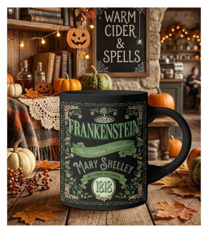 Frankenstein Coffee Mug Mary Shelley Vintage Style Gift For Bookclub Gothic Dark Academia Gift Classic Horror Movie Halloween Party Gift
